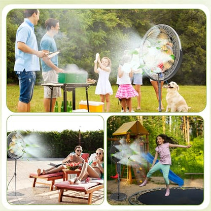 Anti-Leak Misting Fans for Outside, Outdoor Misting Fan Kit | 19.69 Ft (6M), 6 Brass Nozzles + 6 m Line + 3/4" Adapter, Water Mist Sprayer for Backyard Patio Outdoor Cooling - size: 19.7FT Misting Cooling System