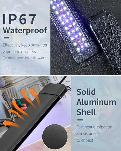 Pawfly 14W Aquarium LED Light for 18 to 24 Inch Extendable Fish Tank Light with Full Spectrum Brilliant White Blue Red Lights with Daytime & Night Modes Timer Auto On/Off Adjustable Brightness - color: Basic with Timer, size: 18"-24"