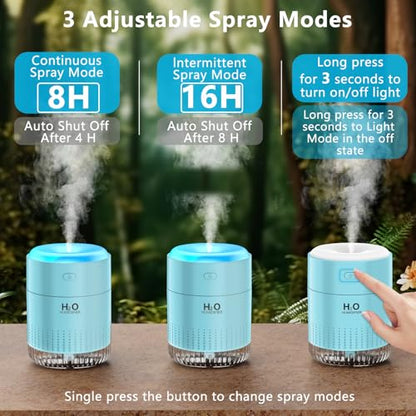 SZO Plant Humidifier Indoor, 500ml Blue with Colorful Lights | Small Humidifiers for Plants, Travel, Bedroom, Office Desktop, Baby Room - color: Blue