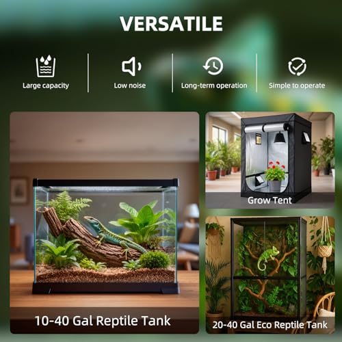 Coospider 3.8L Reptile Fogger Mister, Quiet Reptile Humidifier for Reptiles Tank, Terrarium Humidifiers with Extended Tube, Automatic Reptile Misting System for Reptiles Amphibians Herps Vivarium - size: 3.8 liters