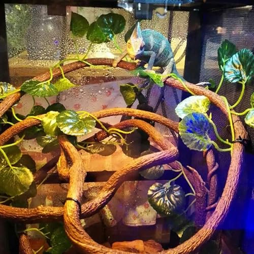 Tfwadmx 7FT Jungle Vines for Reptiles with Suction Cups 2 Pcs Bend A Branch Ivy Artificial Climbing Fake Leaves Habitat Terrarium for Chameleons, Snakes, Ball Python (2m/6.5Ft) - size: 6.5 Ft Thin Vines 2 pcs