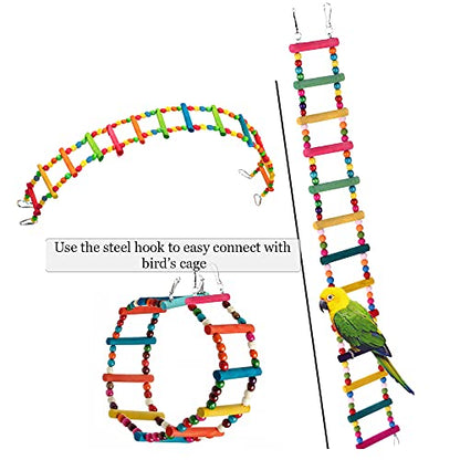 SunGrow Bird Ladder Bridge, 31x4 Inches, Raw Wood and Edible Dye, Suitable for Small to Medium Birds, 1 Piece