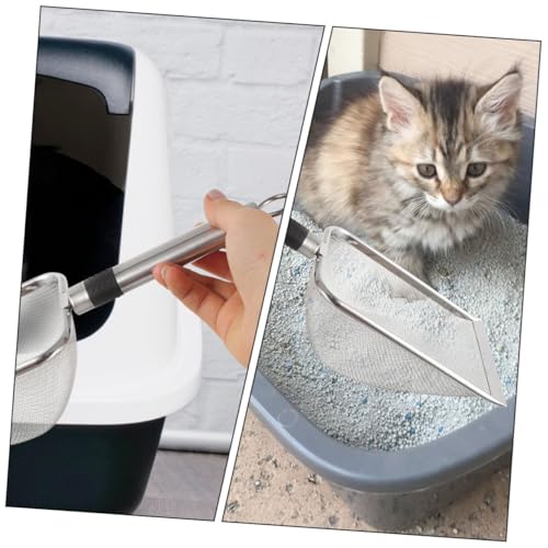 Stainless Steel Cat Litter Scoop and Reptile Litter Shovel with 1.5x1.5mm Mesh Sifter for Pet Waste Cleaning and Small Animal Bedding Maintenance