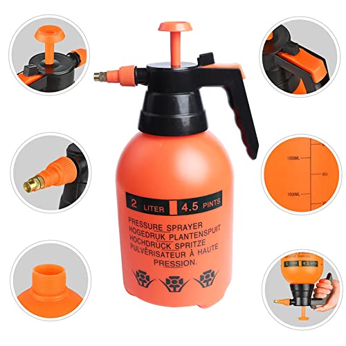 1 Pcs Garden Pump Sprayer, 0.5Gallon/68oz Hand-held Lawn Pressure Orange Spray Bottle with Adjustable Nozzle (FKM Gasket Update) - color: Orange