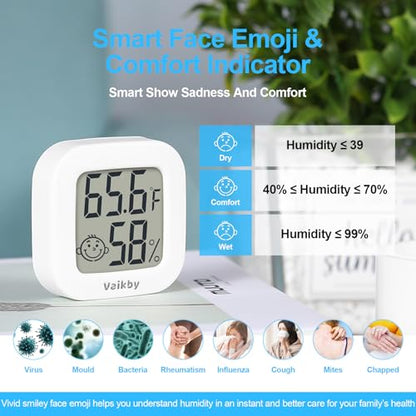 Vaikby Indoor Thermometer 2Pack, Humidity Gauge Meter Digital Hygrometer Room Thermometer for Home, Hight Accurate Temperature and Humidity Monitor, Large LCD Display Fahrenheit or Celsius - size: ℉/℃