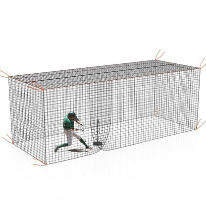 8x8x20 /10x10x35/12x12x55ft Heavy Duty Enclosed Batting Cage Net With Door, Only Net, No Poles and Frame, Professional Softball Baseball Nets for Batting and Pitching, Batting Cages for Backyard - style: 8×8×20Feet