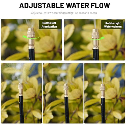 Thiswing 360° Adjustable Drip Irrigation System with 32 Nozzles | 100 FT Automatic Watering System, Raised Bed Sprinkler, Misters for Garden, Yard, Lawn and Outdoor Plants, 5/16" Tubing - size: 100FT