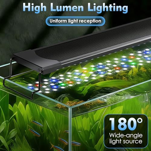 AQQA LED Aquarium Light, 24/7 Mode High Lumen Full Spectrum Fish Tank Light | DIY Mode, Adjustable Timer/Brightness, Extendable Bracket, Memory Function, IP68 Waterproof, Fits for 12–18 Inch Tanks - size: For 12'' - 18'' Tank