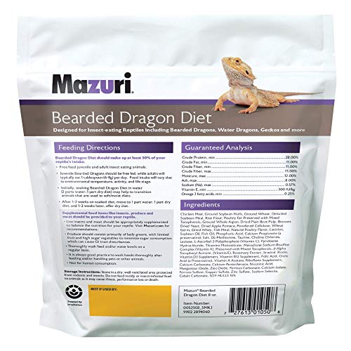 Mazuri | Bearded Dragon Food - Insect Portion of a Complete Diet | 8 Ounce (8 oz) Bag - size: 8 Ounce (Pack of 1)
