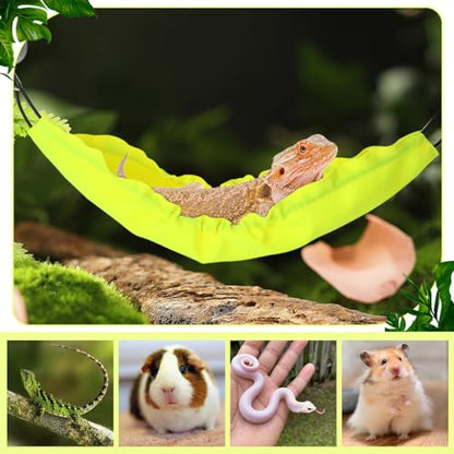 Reptile Hammock Bearded Dragon Lizard Lounger with Suction Cups Bearded Dragon Tank Accessories for Reptology Lizard, Geckos, Snakes, Lguana Reptiles - color: Fluorescent yellow