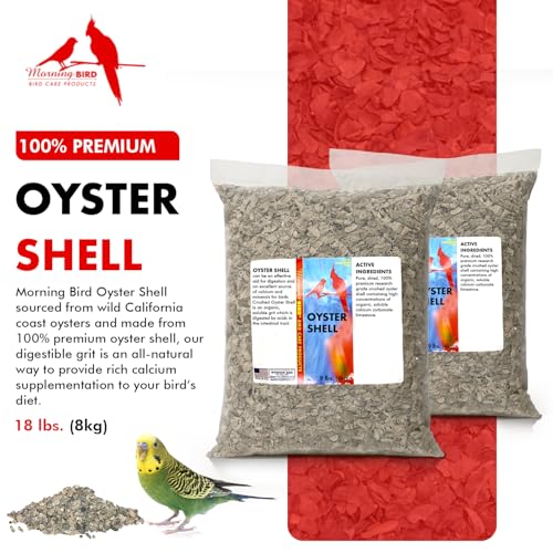 Morning Bird Oyster Shell 18 lb - Natural Calcium Supplement for Birds | Natural Calcium Bird Supplement – Sustainably Harvested from California Coastal Waters – Safe Year Round Bird Food Additive - size: 18 lbs (2-Pack of 9 lbs)