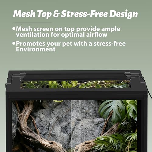 65 Gallon PVC Tall Reptile Terrarium, 24x18x36 Arboreal Enclosure | Vertical Habitat with Sliding Door & Heavy Duty Screen Top, Ideal for Crested Gecko, Chameleon, Lizards and Tropical Reptiles - size: 24”W x 18”D x 36”H