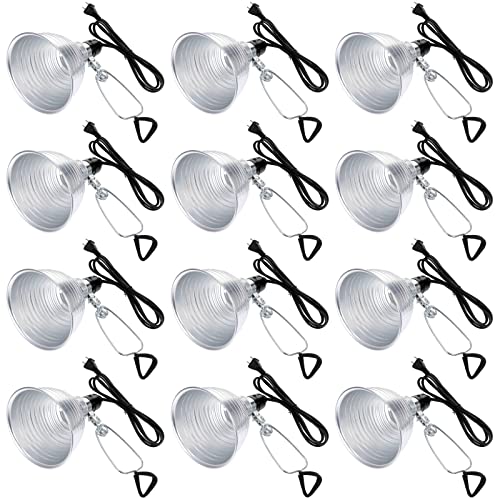 Macarrie 12 Pack Clamp Lamp Light with Aluminum Reflector, 6ft SPT-2 18awg Cord and Adjustable Stand Fixture E26 Socket, up to 150 Watt, No Bulb(5.5 Inch)