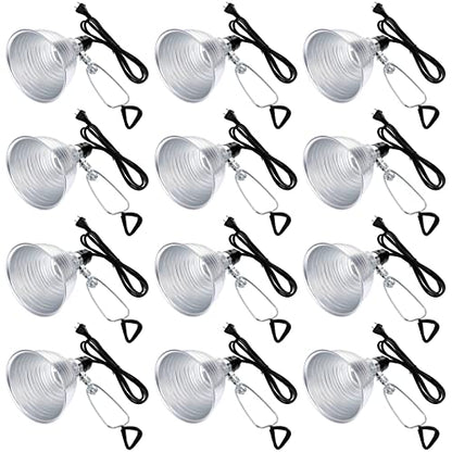 Macarrie 12 Pack Clamp Lamp Light with Aluminum Reflector, 6ft SPT-2 18awg Cord and Adjustable Stand Fixture E26 Socket, up to 150 Watt, No Bulb(5.5 Inch)