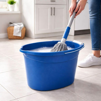 Plastic 12 Quart Oval Bucket, Blue – Multi-Purpose Utility Pail for Cleaning, Storage, Rinsing, Home, Garage, Laundry, Car Wash, Indoor Outdoor Use