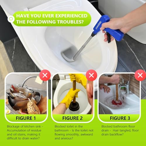 Toilet Snake Drainage Blockage Remover - Flexible Gripper to Retrieve Lost Items & Clean Minor Blockages - Quick Fix for Drain Problems，An Economical Solution for Every DIY Plumber