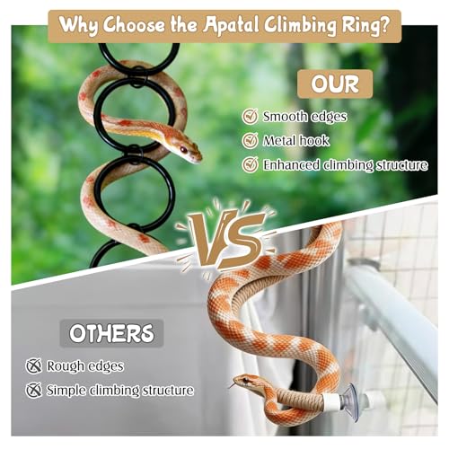 Snake Climbing Chain Toys Ball Python Climbing Toys Corn Snake Enrichment Toy Reptile Tank Decor Accessories for Garter Snakes Gecko Lizard Iguana Chameleon (6 Rings) - size: 6 laps