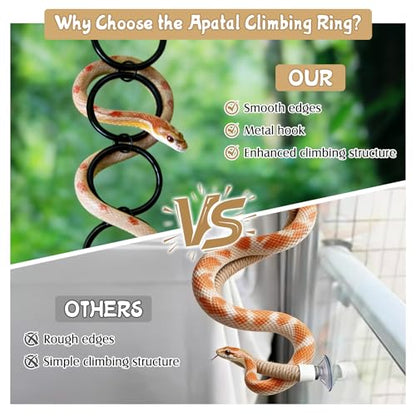 Snake Climbing Chain Toys Ball Python Climbing Toys Corn Snake Enrichment Toy Reptile Tank Decor Accessories for Garter Snakes Gecko Lizard Iguana Chameleon (6 Rings) - size: 6 laps