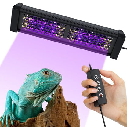8.5" LED UVB Reptile Light with 24H Cycle Timer & Dimmer | 8W UVA UVB Lamp, UVI Switching, Brightness Adjustment for Turtle, Bearded Dragon, Lizard and More(No Heat) - size: 8.5 inches