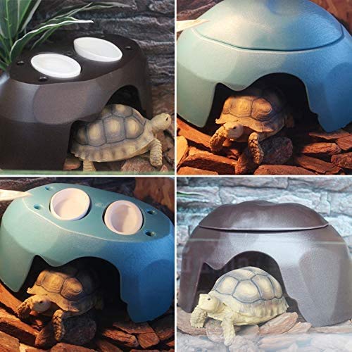 Blue Reptile Humid Hide Box with 2 Ceramic Sinks, 9.8 x 5.9 x 5.9 Inch ABS Plastic Terrarium Hide Cave for Tortoise Lizard Gecko Snake - color: Blue