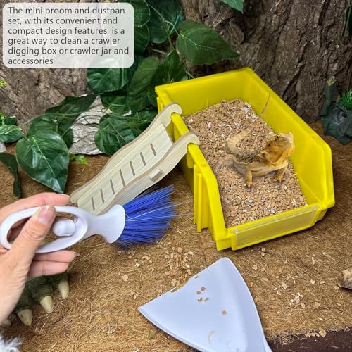 Reptile Digging Box Plastic Leopard Gecko Burrowing Habitat Hide Box with Wooden Ladder Compatible with Terrariums Tailored for Juvenile Bearded Dragons and Snake in Compact Setups (Yellow) - color: Yellow