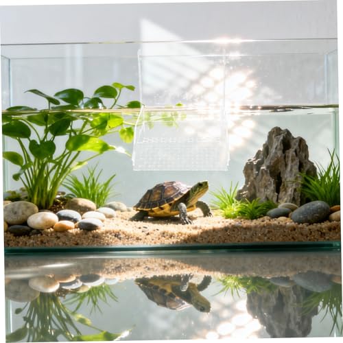 Kichvoe Large Acrylic Hanging Turtle Basking Platform Ramp for Aquarium Tanks, Floating Dock for Aquatic Turtles, 7.3x6.9x6.3in, Suitable for Reptile Terrarium Bowls