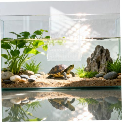 Kichvoe Large Acrylic Hanging Turtle Basking Platform Ramp for Aquarium Tanks, Floating Dock for Aquatic Turtles, 7.3x6.9x6.3in, Suitable for Reptile Terrarium Bowls