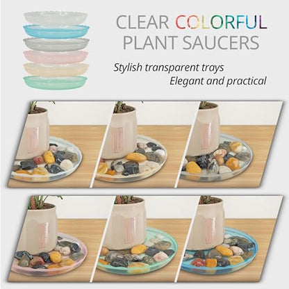 12Pcs Clear Plant Saucer, 6 8 10 Inch Durable Plastic Plant Tray, Round Plant Pot Saucers, Drip Tray for Indoor and Outdoor Garden, Grey - color: Grey(6" 8" 10")