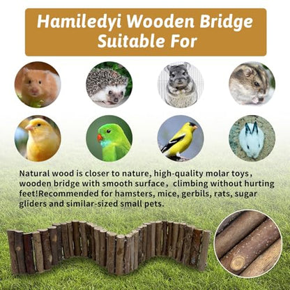 Hamiledyi Hamster Bridge Wood Hamster Climbing Ladder Rat Ladder Bridge Small Animals Cage Accessories for Dwarf Syrian Hamster Mice Gerbils Sugar Glider Rat (21.7×3.5IN) - size: 21.7" × 3.5" (1 pcs)
