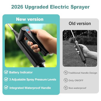 1.35 Gallon Battery Powered Sprayer, Electric Garden Sprayer with 3 Adjustable Pressures, Battery Indicator, Telescopic Wand, 4 Nozzles, Rechargeable Automatic Pump Sprayer for Lawn, Weed, Yard Care - color: Blue