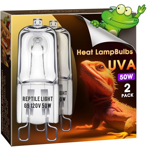 G9 Heat Lamp Bulbs for Reptile Mini Reptile Light Warm 50W 2 Pack | Dimmable G9 Mini Heat Bulb Warm White 50W, 2 Pin Base UVA Reptile Heat Lamp, Bearded Dragon Gecko Turtle Lizard, 2 Pack - color: Cream, size: G9 Heat Bulb