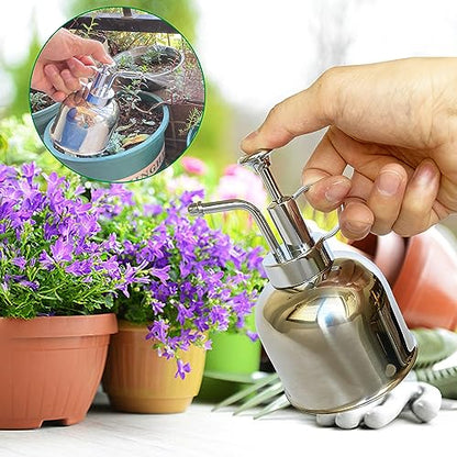 Stainless Steel Plant Sprayer, Small Watering Can for Indoor Potted Plants - color: 10oz/Gloss Silver