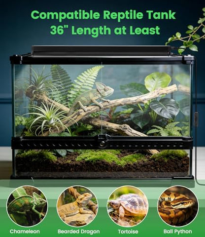 23W T5 UVB LED Reptile Light – High Output UVA UVB Light for Bearded Dragon, T5 10.0 UVB Reptile Light Fixture (27.5") - size: 27.5"