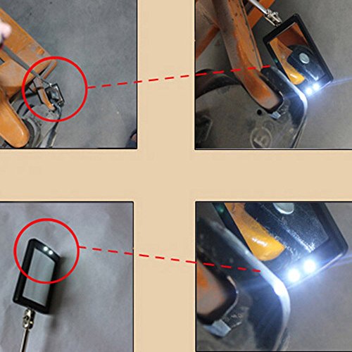 HARDK - Telescoping LED Lighted Flexible Inspection Mirror Cool lighted 360 Swivel for Extra Viewing Dead Angle, Line of Sight Obstacle Area