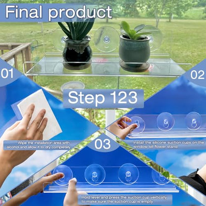 2 Pack 12 Inch Acrylic Window Boxes Plant Shelves, with Suction Cup Window Sill Extender, for Indoor/Outdoor Succulents, Micro Greens, Seed Starter Pots, Herb Planters - size: 12IN-2PC