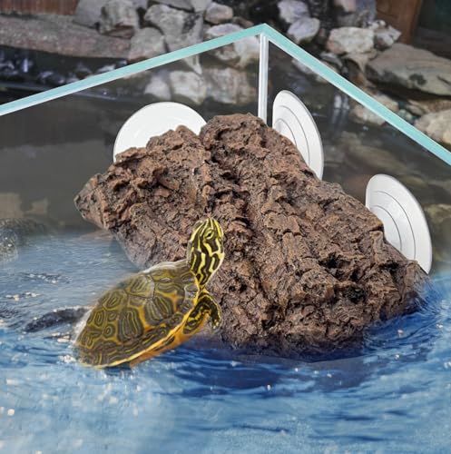 kathson Turtle Basking Platform with Strong Suction Cups,Resin Reptile Climbing Rock Turtle Floating Dock Resting Basking Terrace for Frogs,Terrapins,Juvenile,Crabs - style: Platform