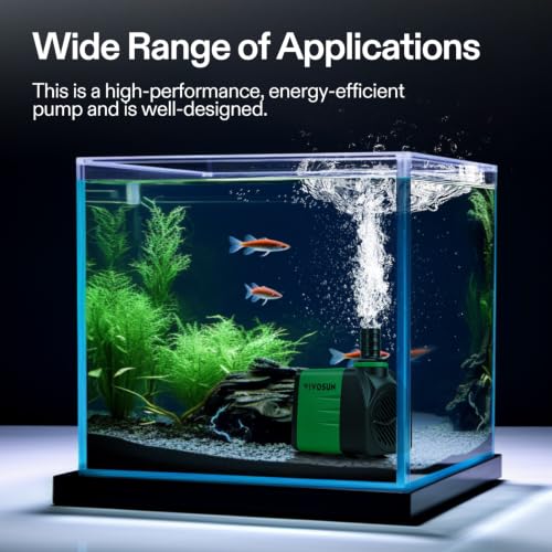 VIVOSUN 550GPH Submersible Fountain Water Pump for Pond, Aquarium, Statuary | 2000L/H, 35W, Ultra Quiet Water Pump with 8.2ft. High Lift and 6.5ft. Power Cord, 3 Nozzles for Hydroponics - size: 6"×4"-550