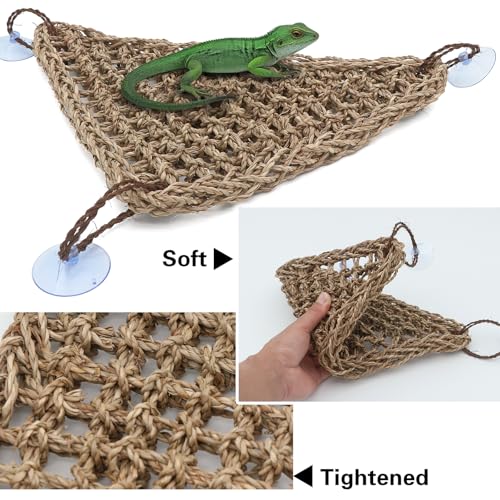 AQUA KT Reptile Lounger Lizard Bearded Dragon Snake Climbing Hammock for Reptile Bedding Amphibian Habitat Decoration, Made of Seagrass