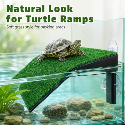jojofuny Artificial Grass Turf: Turtle Basking Ramp, Aquatic Grass Lawn, Simulation Reptile Turf for Pet, Fish Tank Reptile Ramp Terrace Turtle Resting Basking Platform