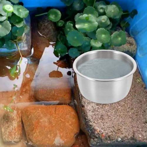 Angoily 6 Pack Metal Reptile Water Dish 2.16In Feeding Cup for Tortoise Lizard Snake Geckos Terrarium Accessories for Water and Food Storage