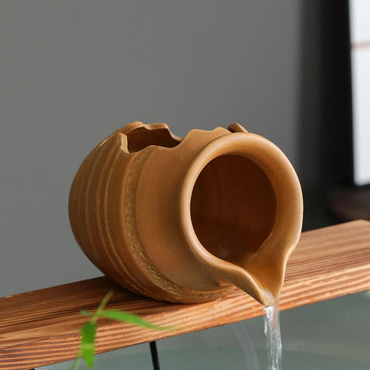 Outdoor Garden Fountain Spitter Pond Water Feature Pump DIY Ceramic Pot Decoration (7.4 inch Color 3) - color: 7.4 Inch Color 3
