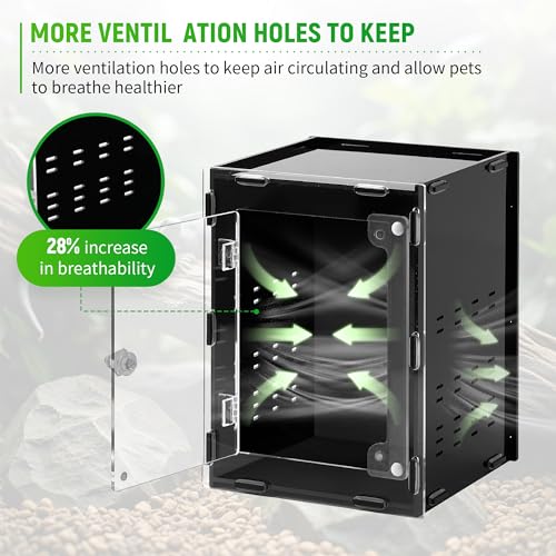 REPTVIVA5.5"x5.5"x7.9" Reptile Tank/Insect Habitat - 5-Sided Blackout Terrarium for Stress Reduction, Ideal for Jumping Spiders, Tarantulas, Snails, Geckos, Mantis, Small Reptiles & Nocturnal Pets
