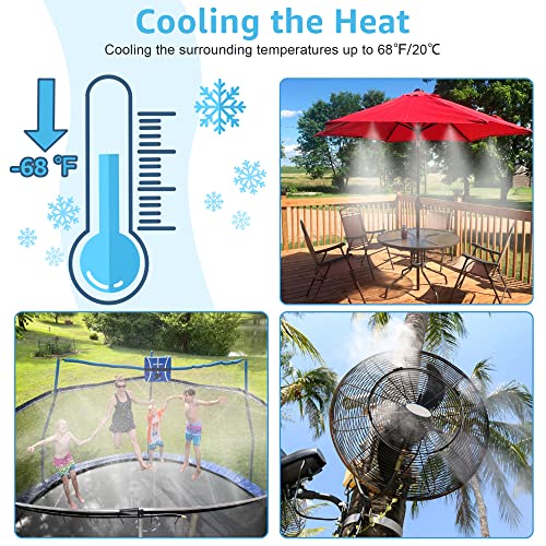 26FT Misters for Outside Patio, 7 Brass Nozzles, 3/4 Inch Adapter | Creates cooling fine mist for compact patios, gardens and greenhouses; 8M preassembled line supports easy DIY setup. - size: 26FT