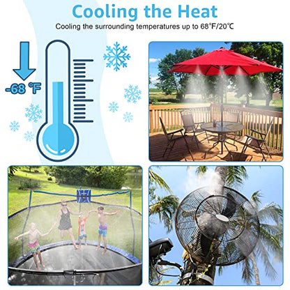 26FT Misters for Outside Patio, 7 Brass Nozzles, 3/4 Inch Adapter | Creates cooling fine mist for compact patios, gardens and greenhouses; 8M preassembled line supports easy DIY setup. - size: 26FT