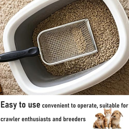 Chicken Poop Scooper for Coop, 2 Pack Chicken Coop Shovel | 0.15 Inch & 0.2 Inch Mesh, Metal Chicken Coop Rake and Scoop Tool, Sifting Shovel for All Litter Types, Anti-Slip