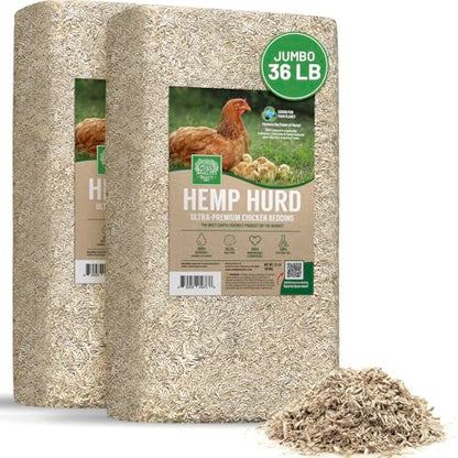 Small Pet Select Hemp HURD Chicken Coop Bedding, Jumbo, 36 lb | Ultra-Premium Biodegradable Bedding, Eco-Friendly Odor Control, For Coops, Runs & Brooders, Two 18 lb Bags - size: 36lb