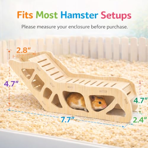 Versatile Hamster Hideout&Exploration Tunnel -Wooden Climbing Ladder&Peep Shelter | Hamster Hideout for Decorative Landscaping Digging Peeping Hide(Only for Small Hamsters)