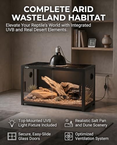 48 Gallon Reptile Tank, Gecko Reptile Enclosure Front Sliding Door | Stackable ventilation Gecko reptile terrariums Tank anti-escape locks and no-fingerprint handles humidification atomization - color: Black, size: 48 Gallon