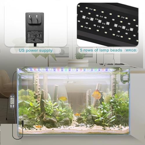 24/7 LED Aquarium Light, IP68 Waterproof Extendable Bracket Fish Tank Light with Timer, 7 Colors, 10 Level Adjustable Brightness, DIY Mode Full Spectrum Aquarium Plant Light for 30-36 Inch Fish Tank - size: 30"-36"