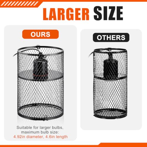 1 Pcs Reptile Heat Lamp Guard with 150W Ceramic Heat Emitter Basking Anti Scald Heating Lamp Holder Mesh Cage Reptile Protection Lampshade for Lizard Snake Without Bulb (5.5 Inch,White,Black) - color: 5.5 Inch, White, Black